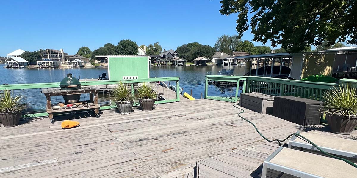 The same waterside deck before remodeling